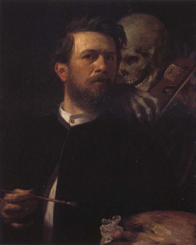 Arnold Bucklin Self-Portrait iwh Death Playing the Violin Germany oil painting art